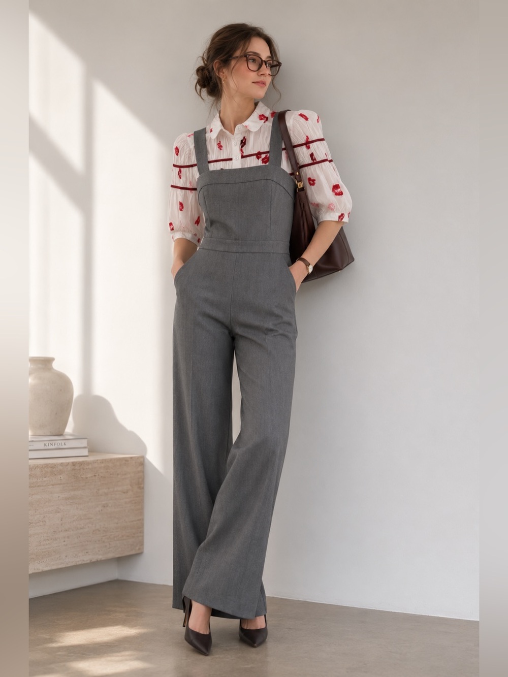 Club Monaco Gray Wide-Leg Jumpsuit